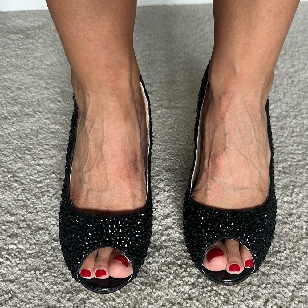 Lauren Lorraine Black Glitter Heels